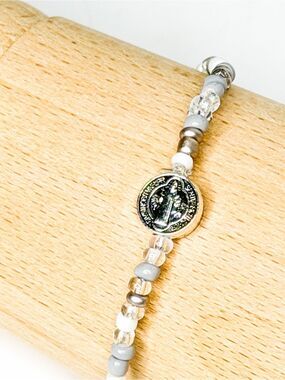 Lemons & Lune Handmade San Benito Medal Glass Bead Bracelet